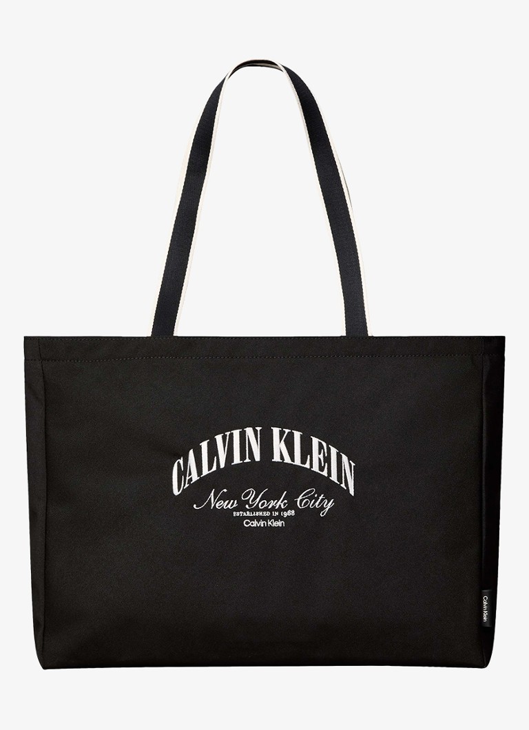 Calvin Klein Heren Shopper met logoprint in de kleur Zwart