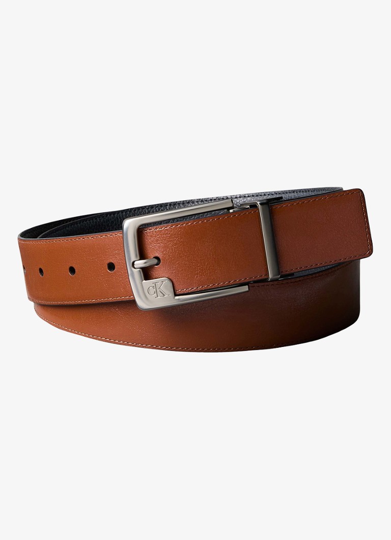 Calvin Klein Heren Riem van leer in de kleur Cognac