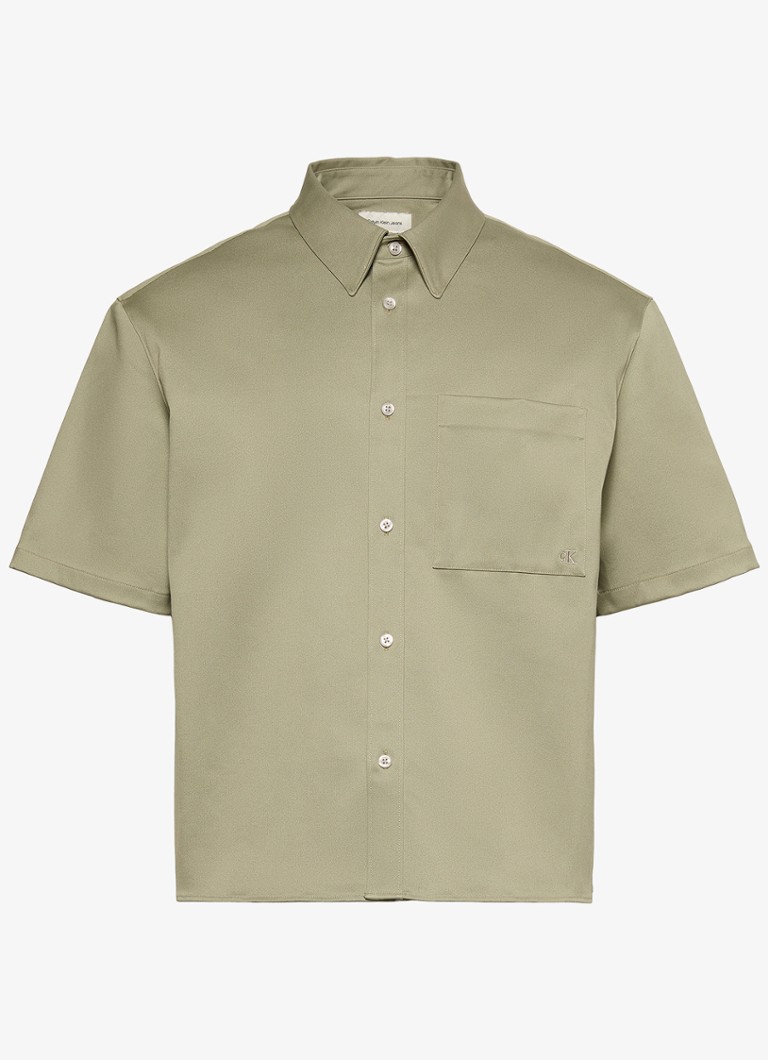 Calvin Klein Heren Overhemd met logoborduring in de kleur Lindegroen