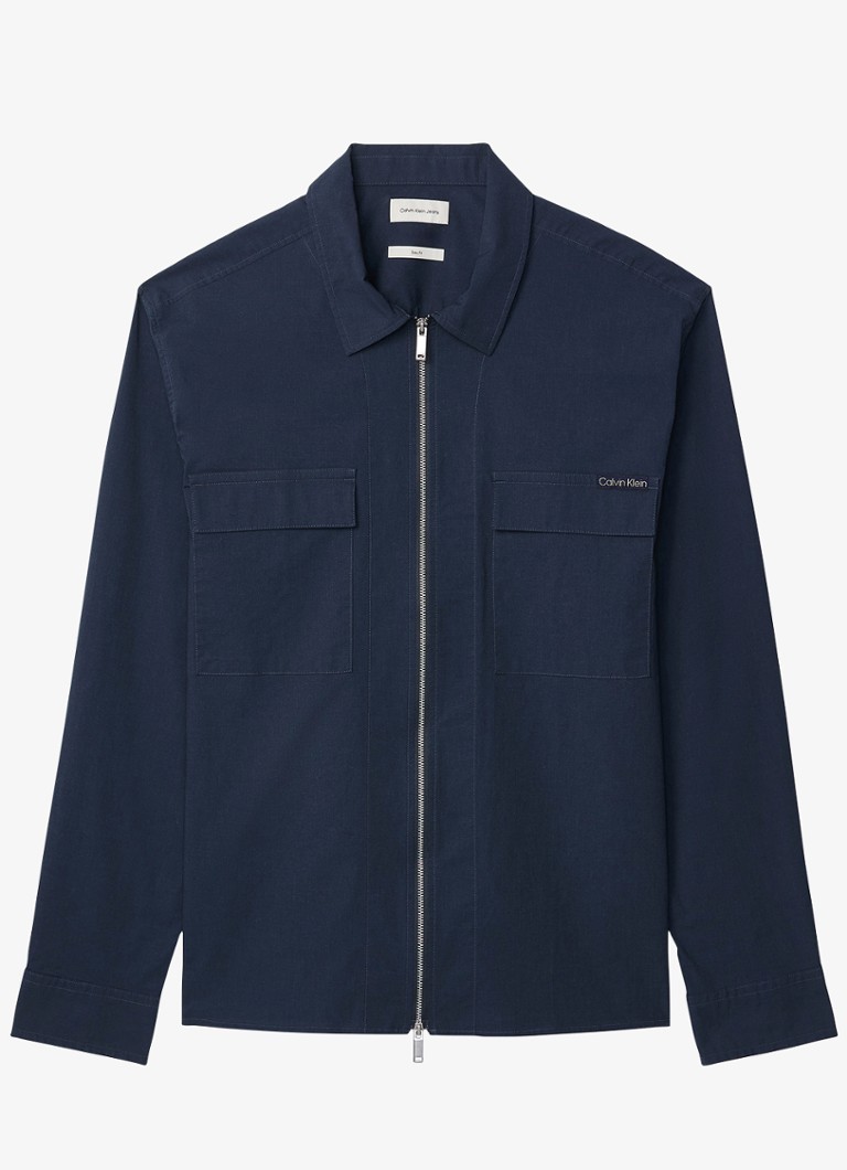 Calvin Klein Heren Overshirt met borstzakken in de kleur Donkerblauw