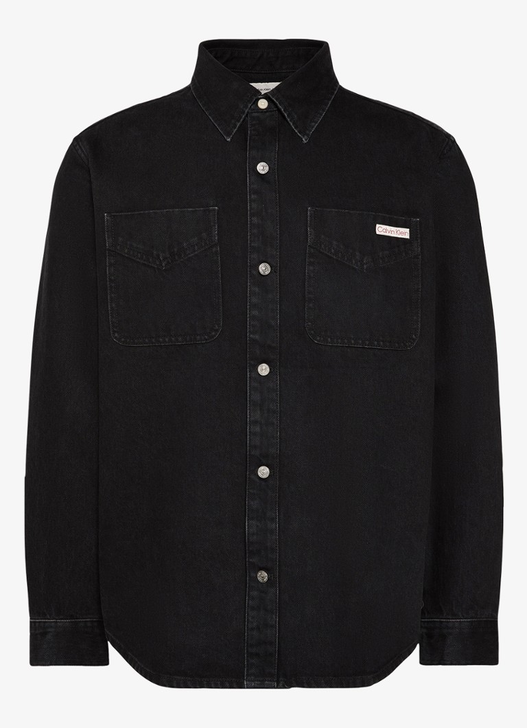 Calvin Klein Heren Overshirt van denim met borstzakken in de kleur Zwart
