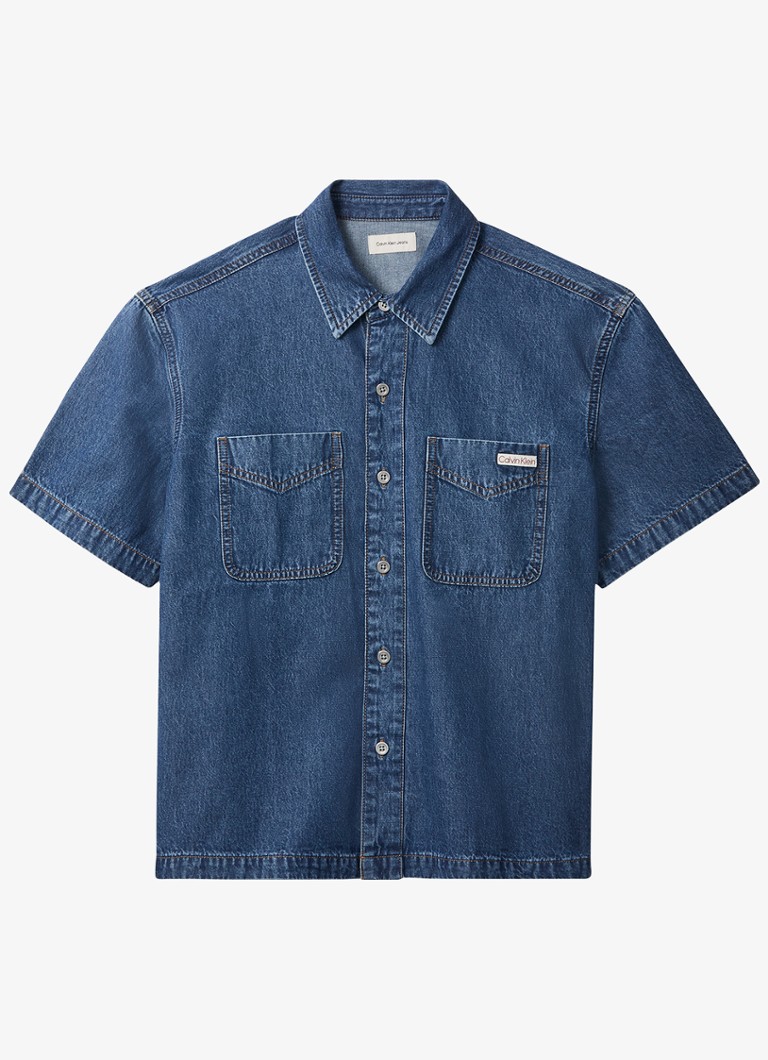 Calvin Klein Heren Regular fit overhemd met logo in de kleur Denim