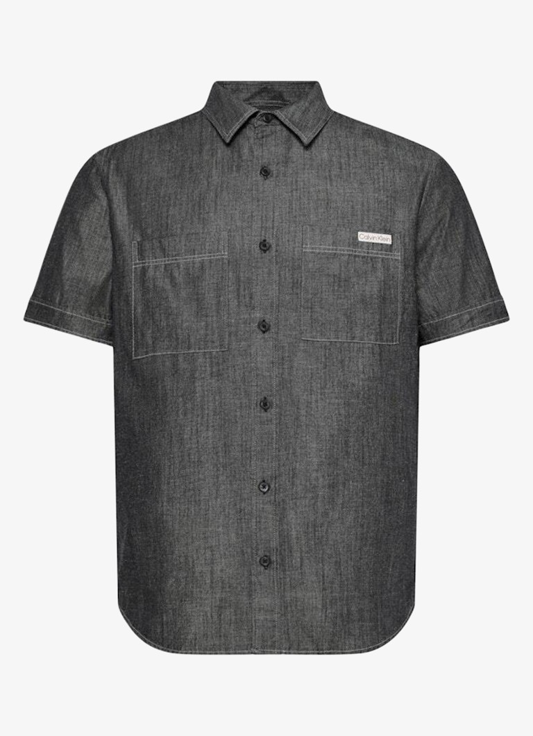 Calvin Klein Heren Regular fit overhemd met borstzakken in de kleur Zwart