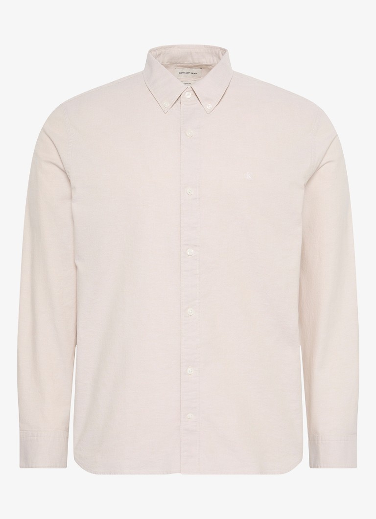 Calvin Klein Heren Classix Oxford regular fit overhemd met logoborduring in de kleur White Pepper / Wit