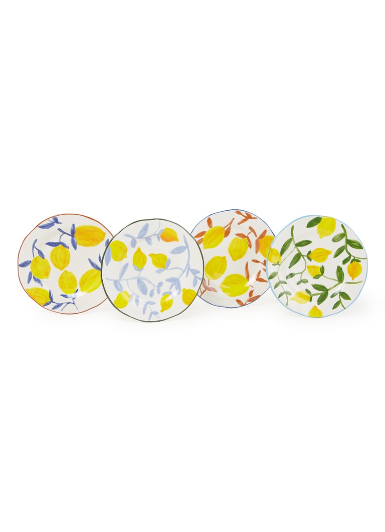 &Klevering Lemon Twig dinerbord 22 cm set van 4 Geel - Deal