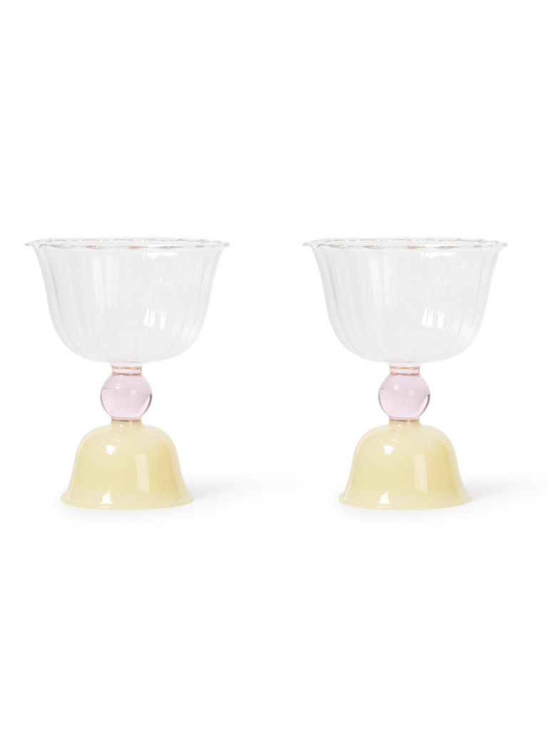 &Klevering Glass Tulip coupe 20 cl set van 2 Mosterd - Deal