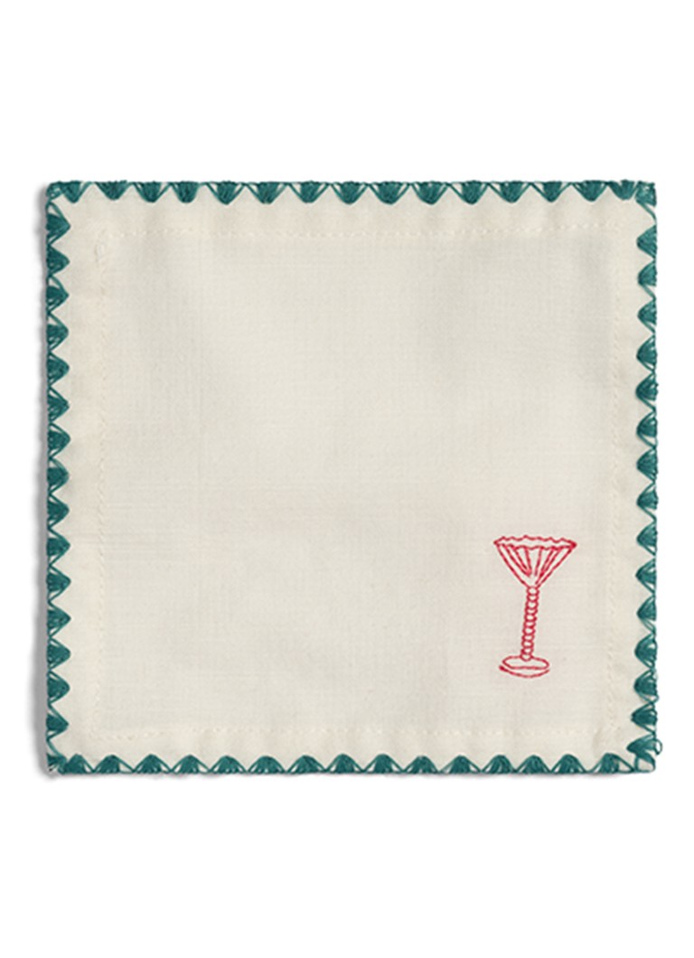 &Klevering Zigzag Cocktail servet 12 x 12 cm set van 4 Multicolor - Deal