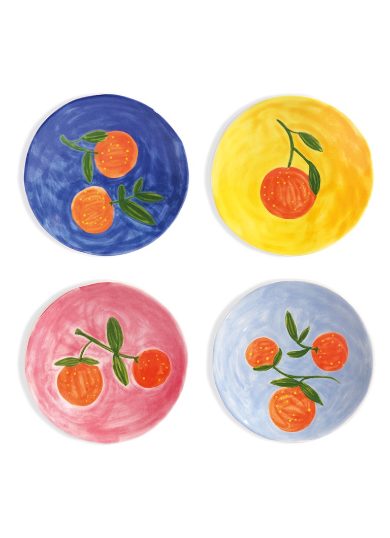 &Klevering Orange ontbijtbord 16 cm set van 4 Oranje - Deal