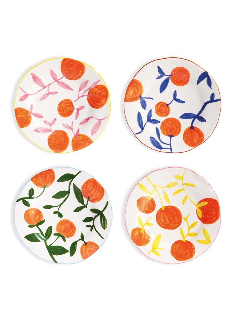 &Klevering Orange Twig dinerbord 22 cm set van 4 Oranje - Deal