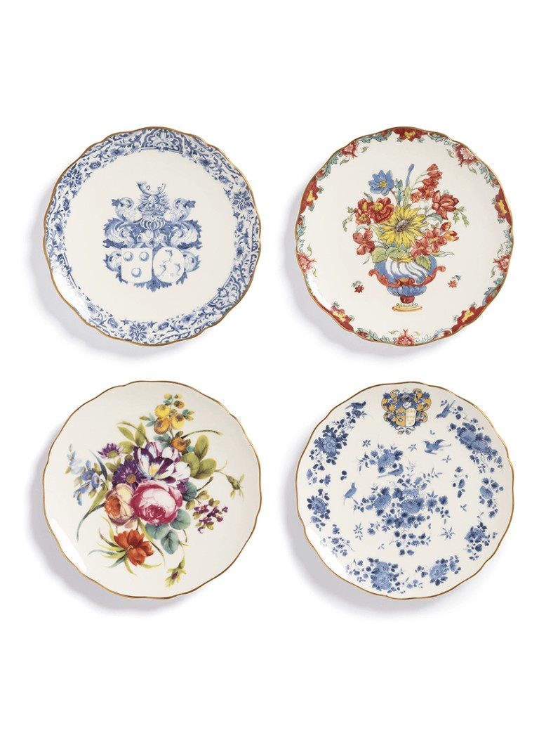&Klevering Patina gebaksbordje 13 cm set van 4 Multicolor - Deal