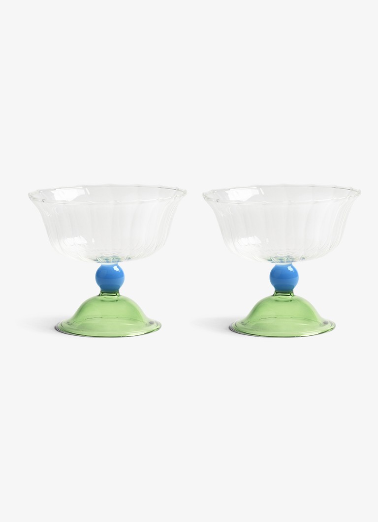 &Klevering Glazen tulp coupe set van 2 Groen - Deal