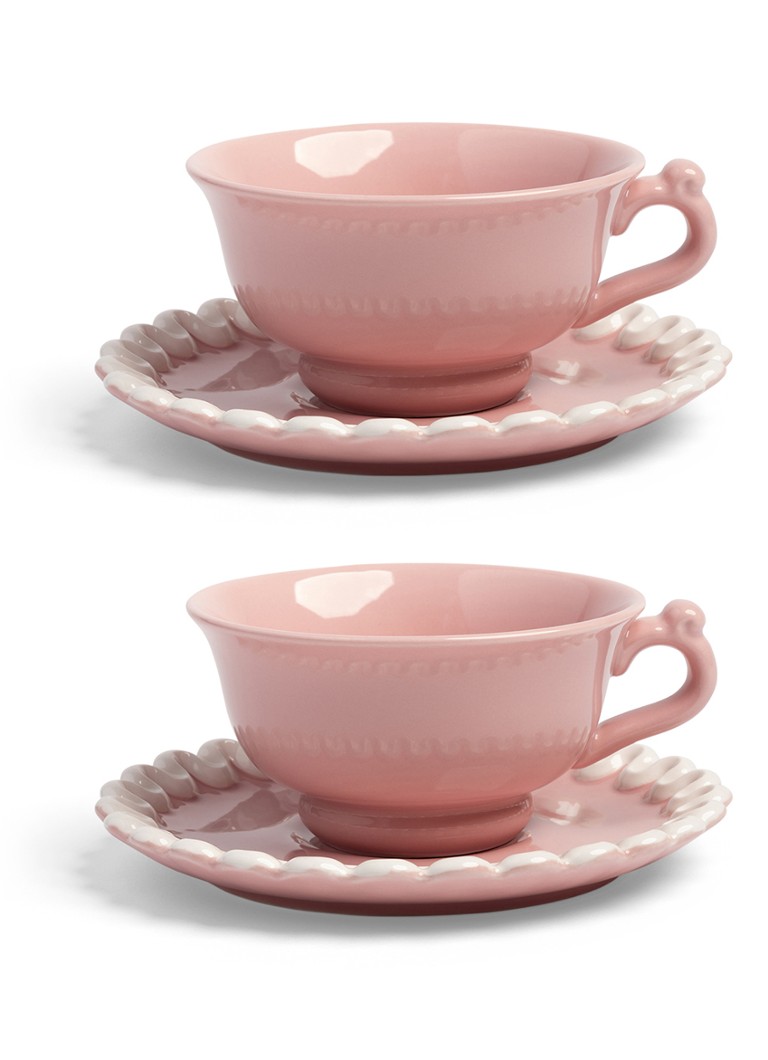 &Klevering Whip kop en schotel 15 cl set van 2 Roze - Deal