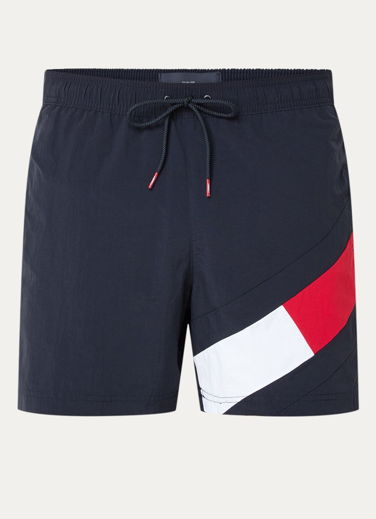 Tommy Hilfiger Heren Zwemshorts met logoprint en steekzakken in de kleur Donkerblauw