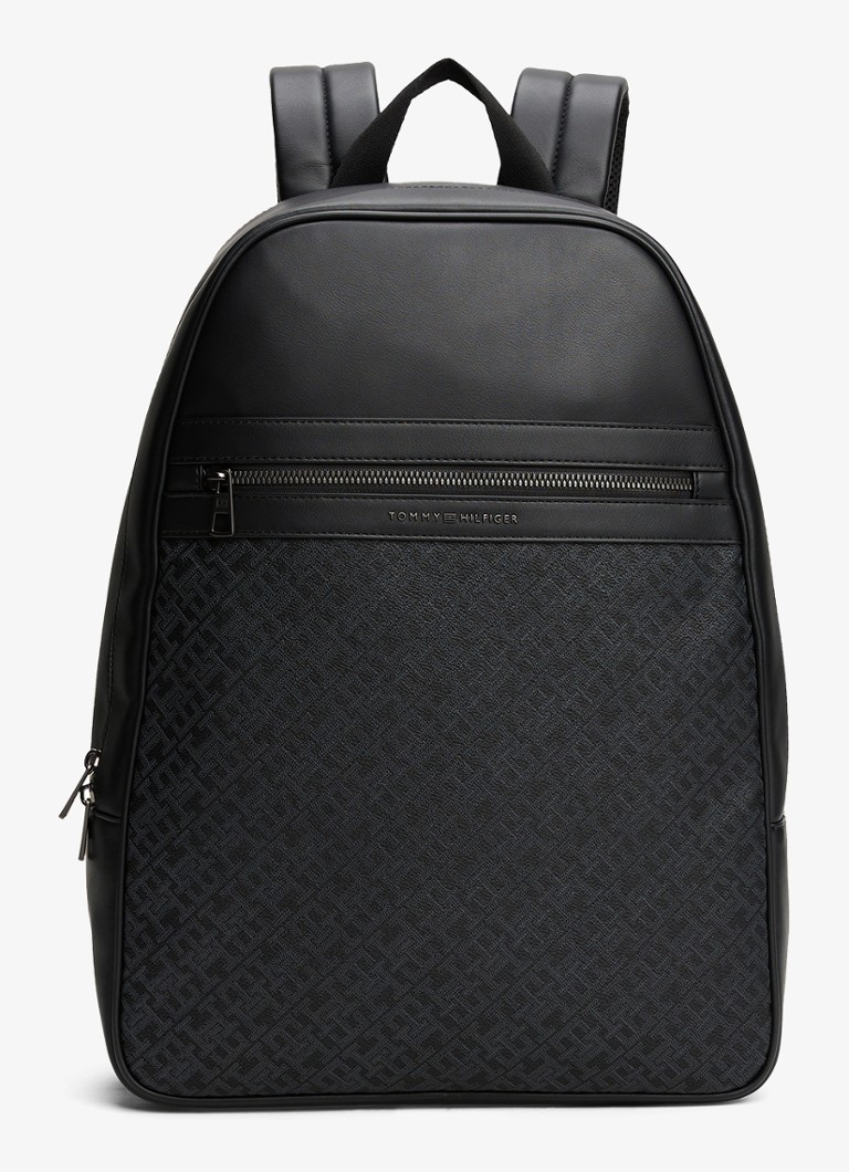 Tommy Hilfiger Heren Rugzak van imitatieleer met print in de kleur Zwart