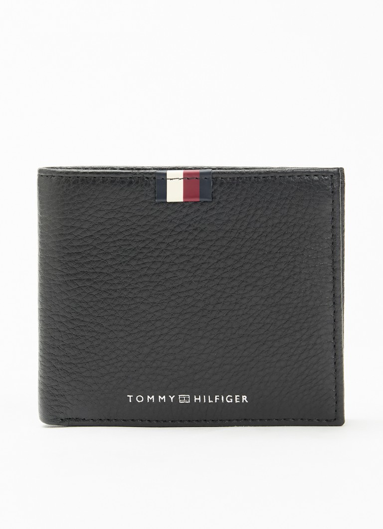 Tommy Hilfiger Dames Corporate portemonnee van leer in de kleur Zwart