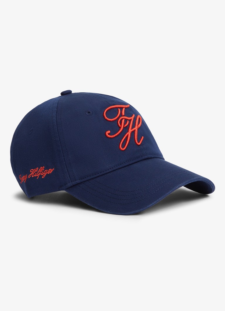 Tommy Hilfiger Heren Baseball pet met logoborduring in de kleur Donkerblauw