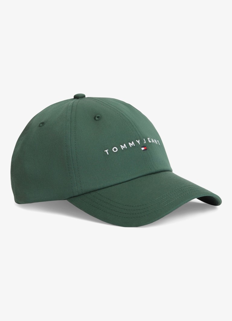 Tommy Hilfiger Heren Pet met logoborduring in de kleur Donkergroen
