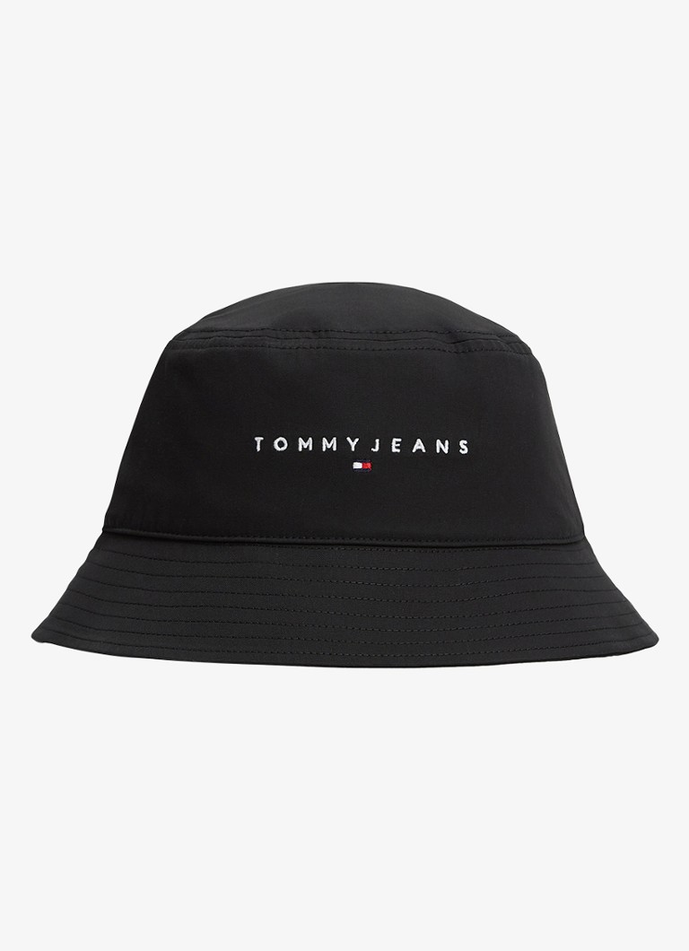 Tommy Hilfiger Heren Bucket hoed met logo in de kleur Diepzwart