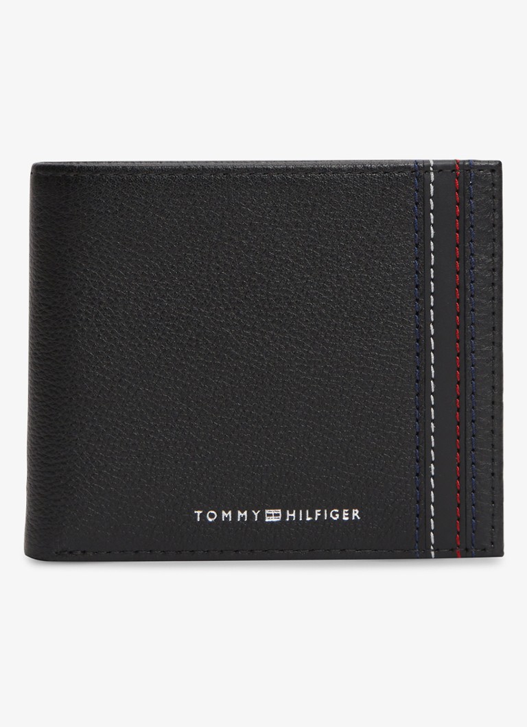 Tommy Hilfiger Heren Portemonnee van leer in de kleur Diepzwart