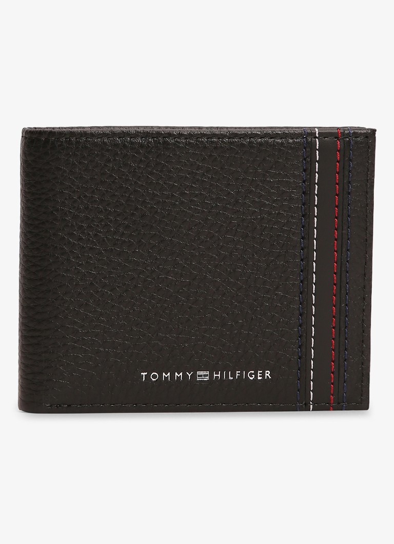 Tommy Hilfiger Heren Portemonnee van leer met logo in de kleur Zwart