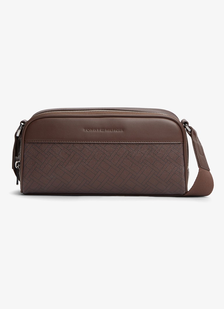 Tommy Hilfiger Heren Crossbodytas met logoprint in de kleur Donkerbruin