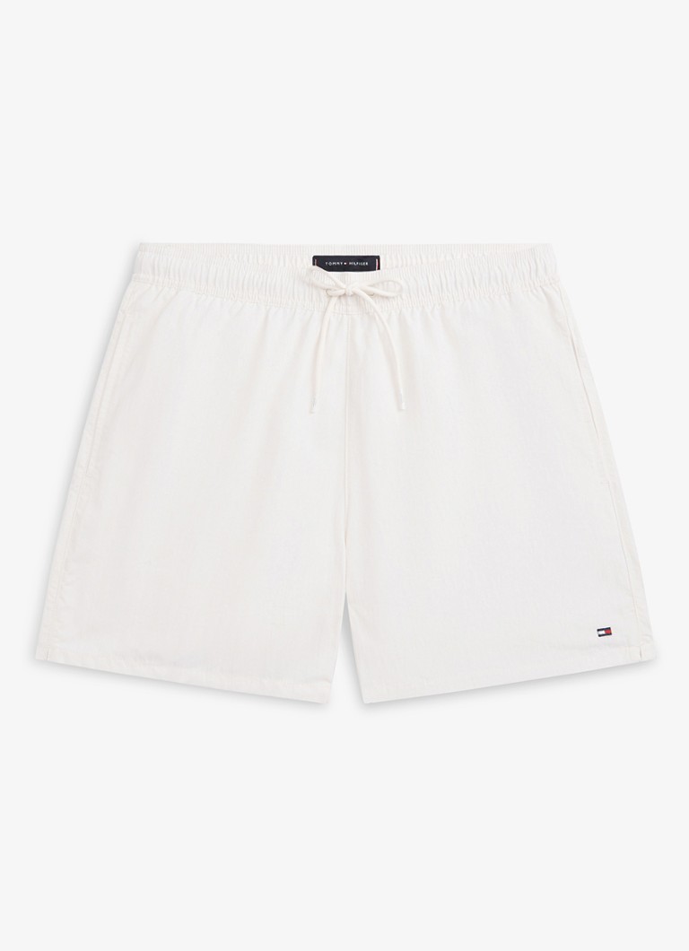 Tommy Hilfiger Heren Zwemshorts met logo in de kleur Gebroken wit