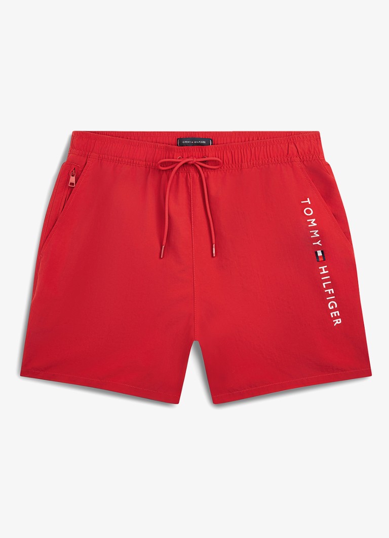 Tommy Hilfiger Heren Zwemshorts met logo in de kleur Rood