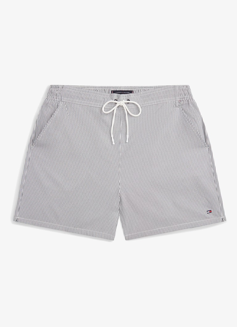 Tommy Hilfiger Heren Zwemshorts met streepprint en logo in de kleur Grijs