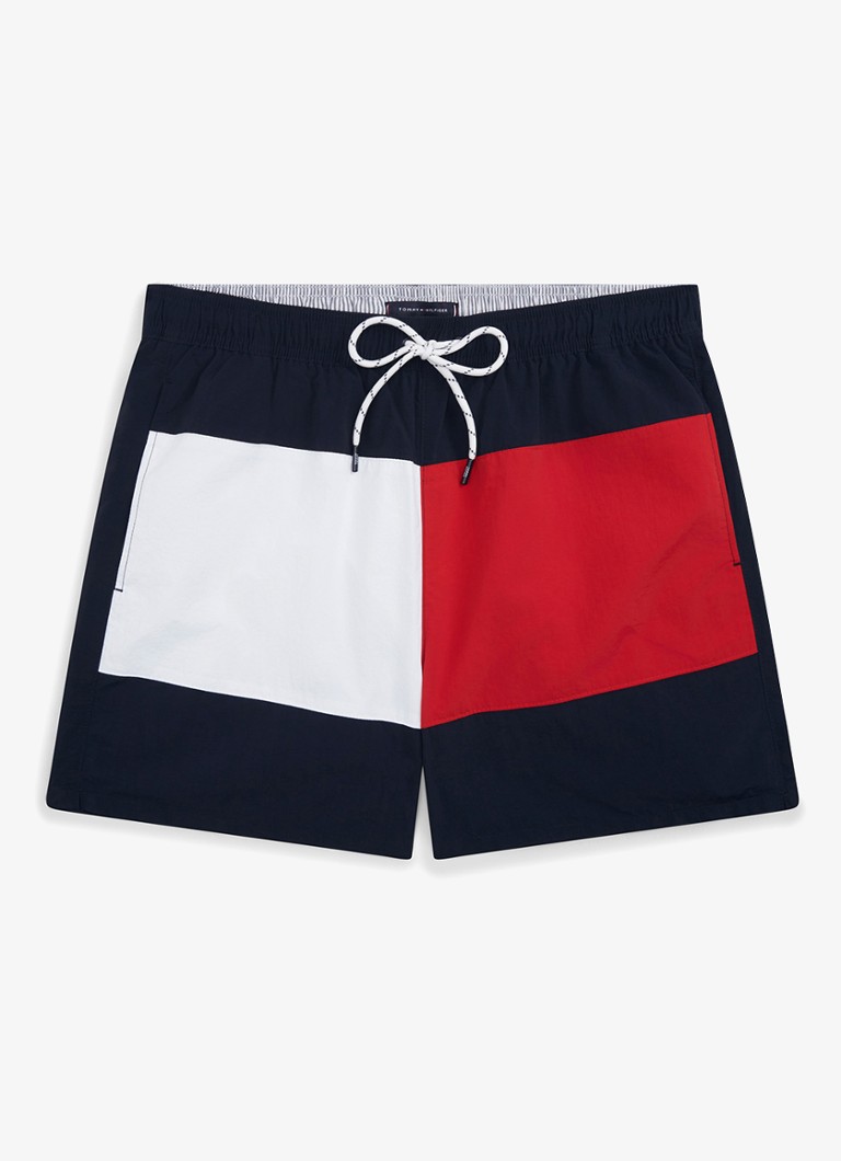 Tommy Hilfiger Heren Zwemshorts met logo in de kleur Donkerblauw
