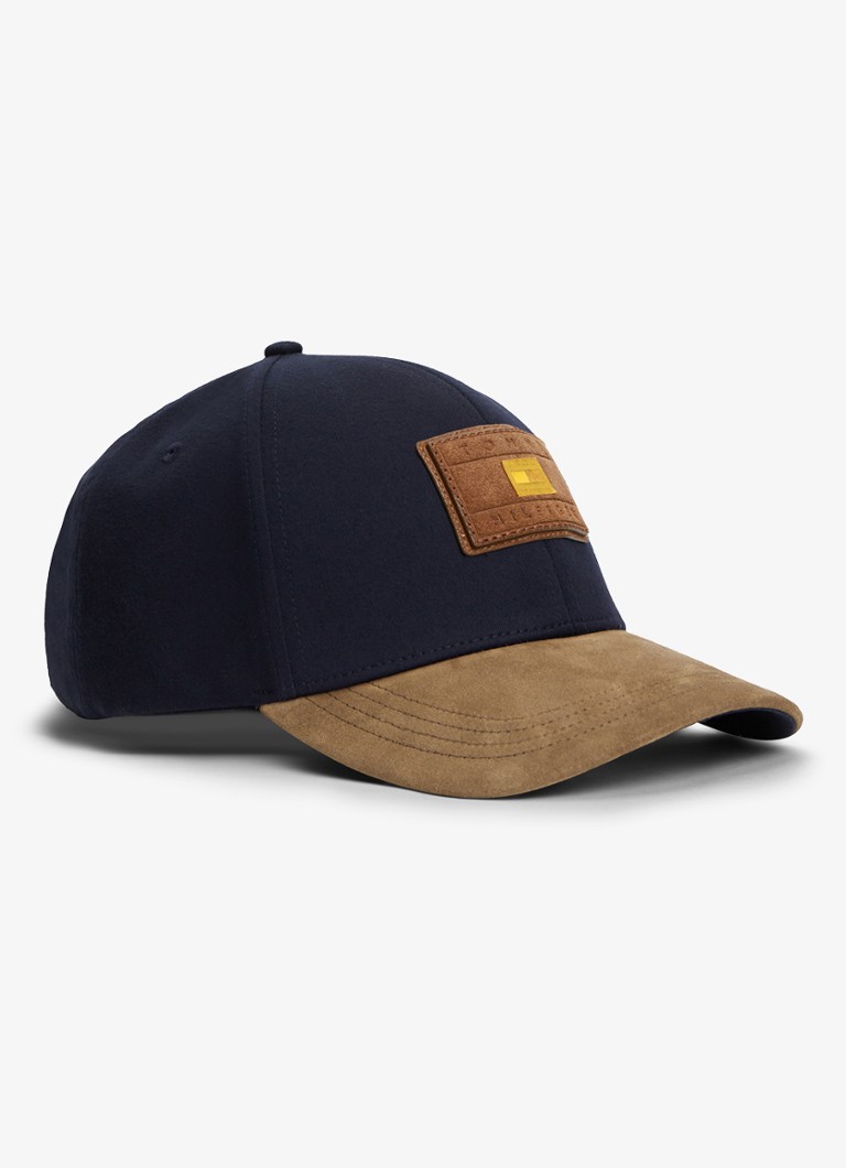 Tommy Hilfiger Heren Pet met logo in de kleur Blauwgrijs
