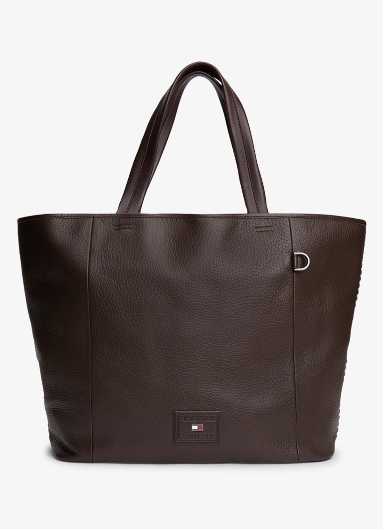 Tommy Hilfiger Heren Shopper met logo in de kleur Donkerbruin