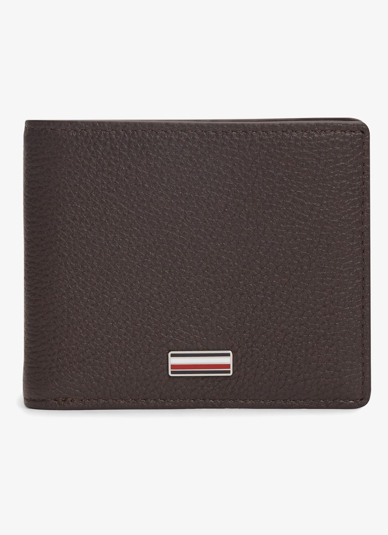Tommy Hilfiger Heren Portemonnee van leer in de kleur Donkerbruin