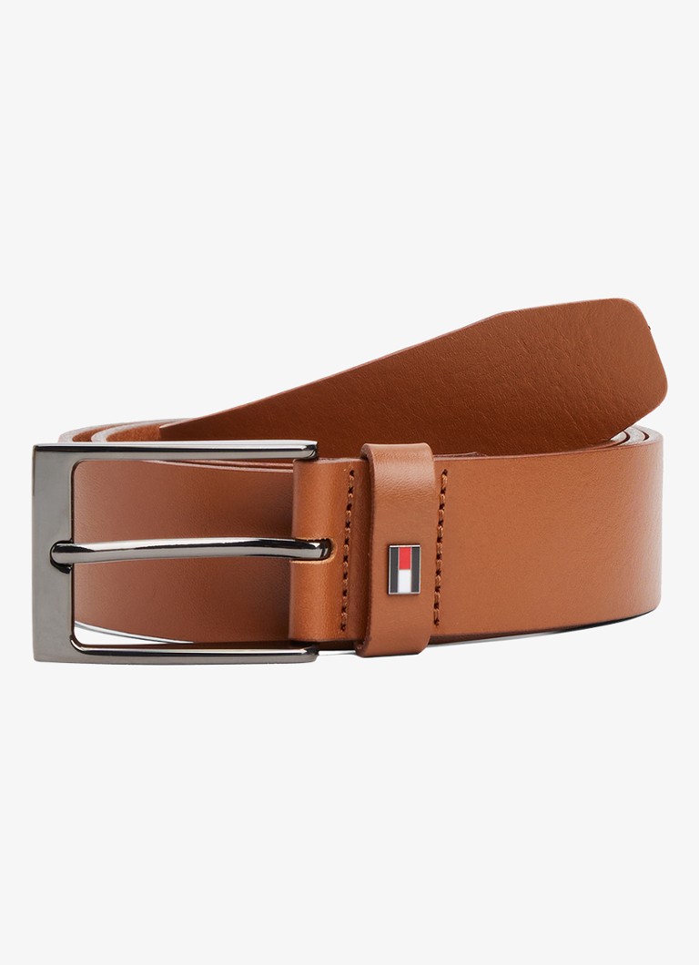 Tommy Hilfiger Heren Oliver riem van leer in de kleur Cognac