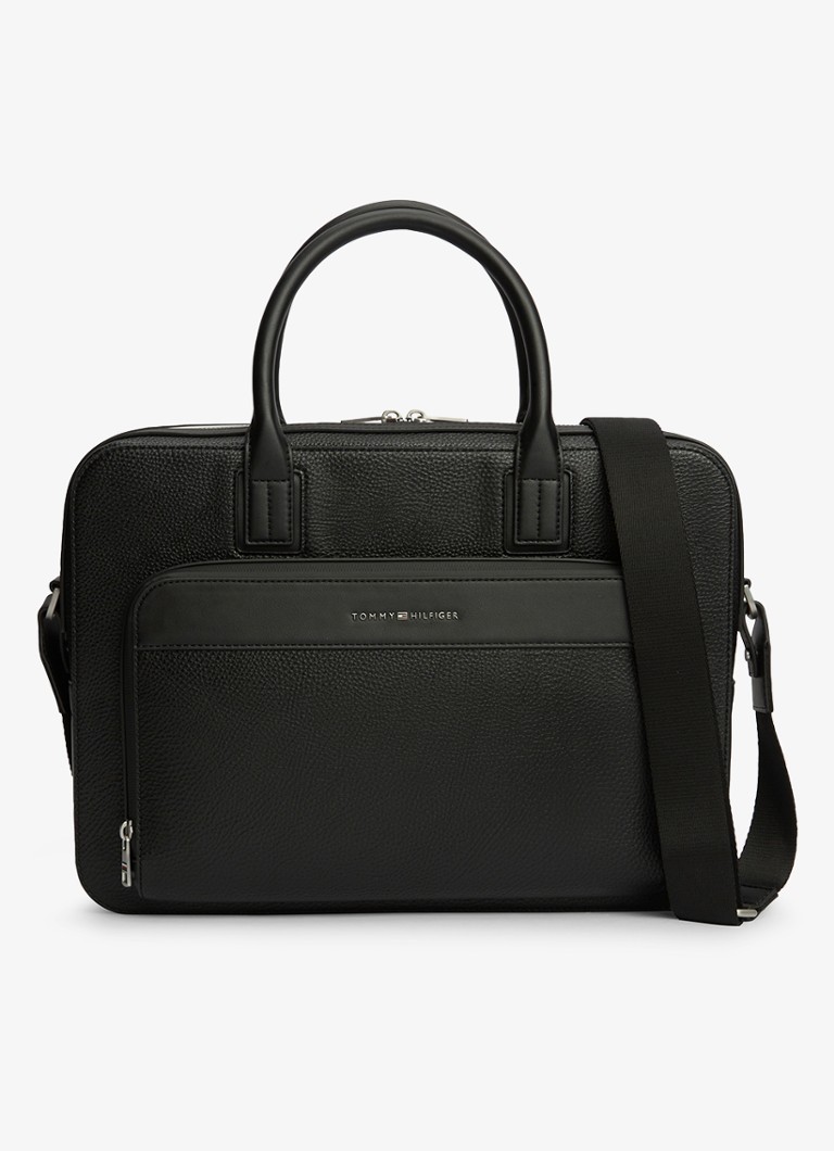 Tommy Hilfiger Heren Laptoptas met logo in de kleur Diepzwart
