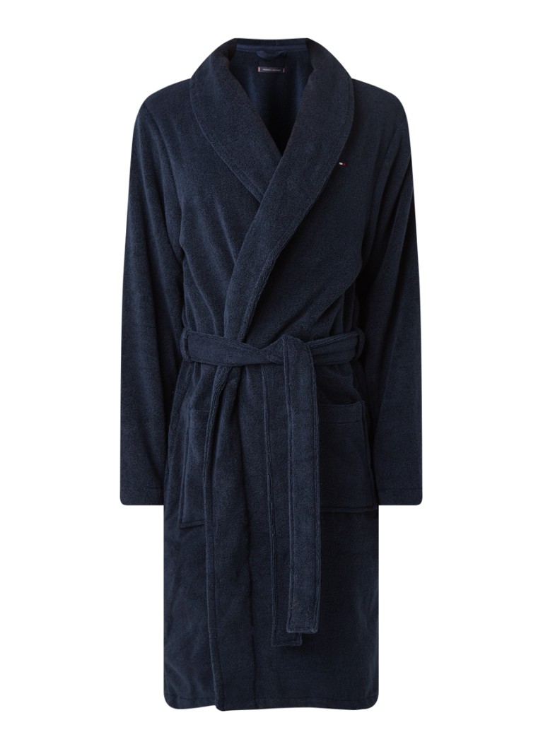 Tommy Hilfiger Heren Icon badjas van katoen in de kleur Donkerblauw