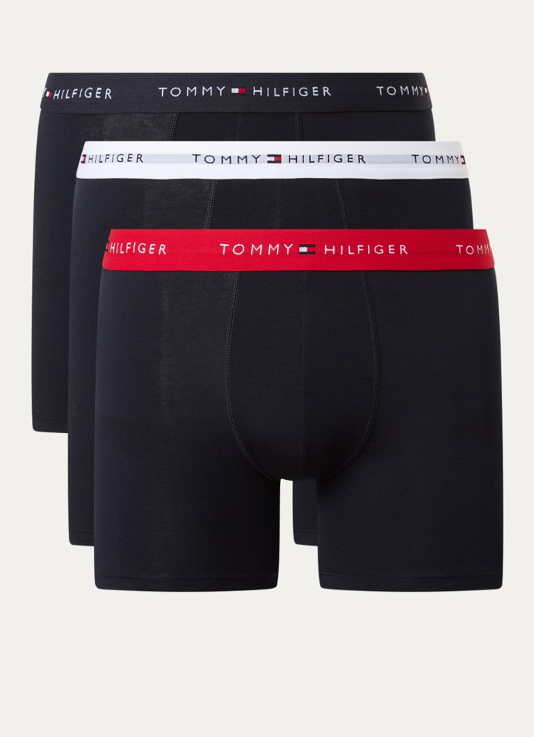 Tommy Hilfiger Heren Boxershorts met logoband in 3-pack in de kleur Donkerblauw
