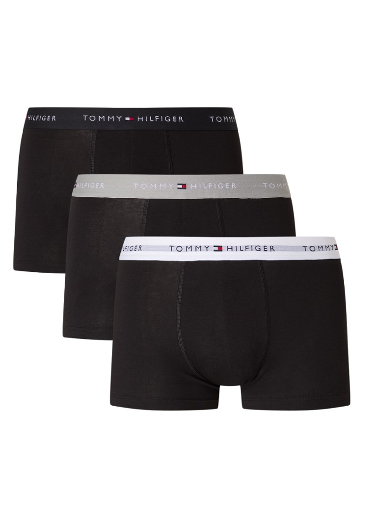 Tommy Hilfiger Heren Boxershorts met logoband in 3-pack in de kleur Grijsmele
