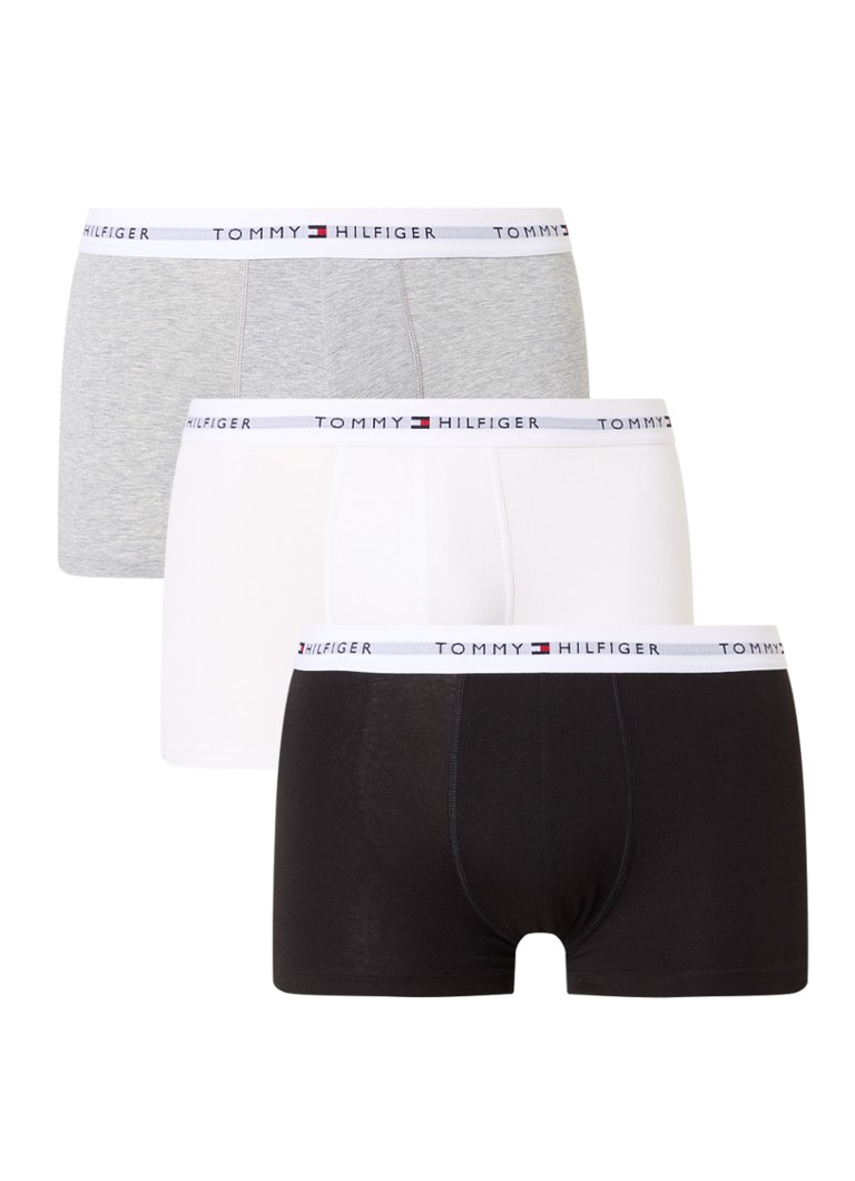 Tommy Hilfiger Heren Boxershorts met logoband in 3-pack in de kleur Grijsmele