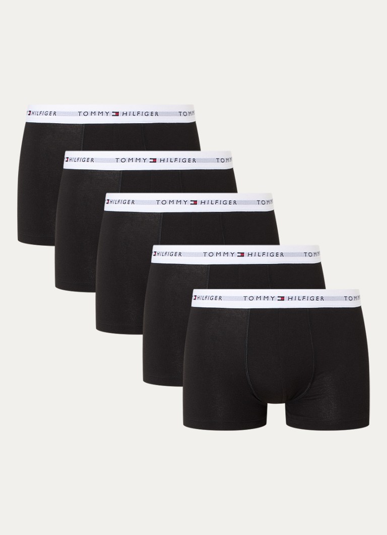 Tommy Hilfiger Heren Boxershorts met logoband in 5-pack in de kleur Zwart