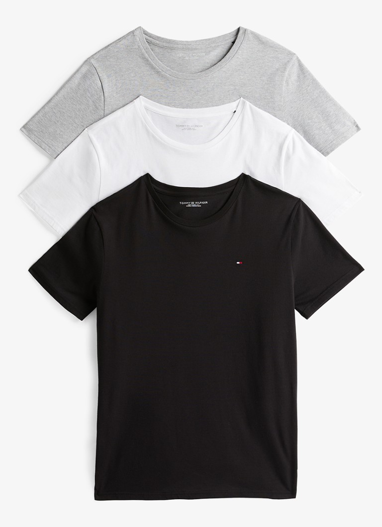 Tommy Hilfiger Heren T-shirts met logo in 3-pack in de kleur Grijs