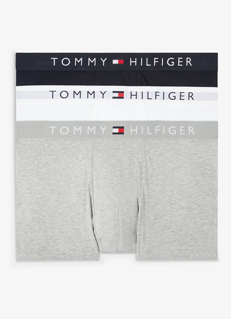 Tommy Hilfiger Heren Boxershorts met logoband in 3-pack in de kleur Grijs