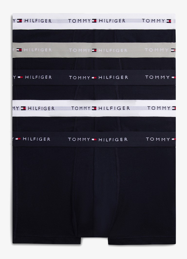 Tommy Hilfiger Heren Boxershorts met logoband in 5-pack in de kleur Donkerblauw