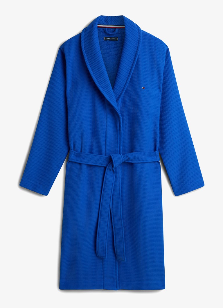 Tommy Hilfiger Heren Essential badjas met structuur in de kleur Kobaltblauw