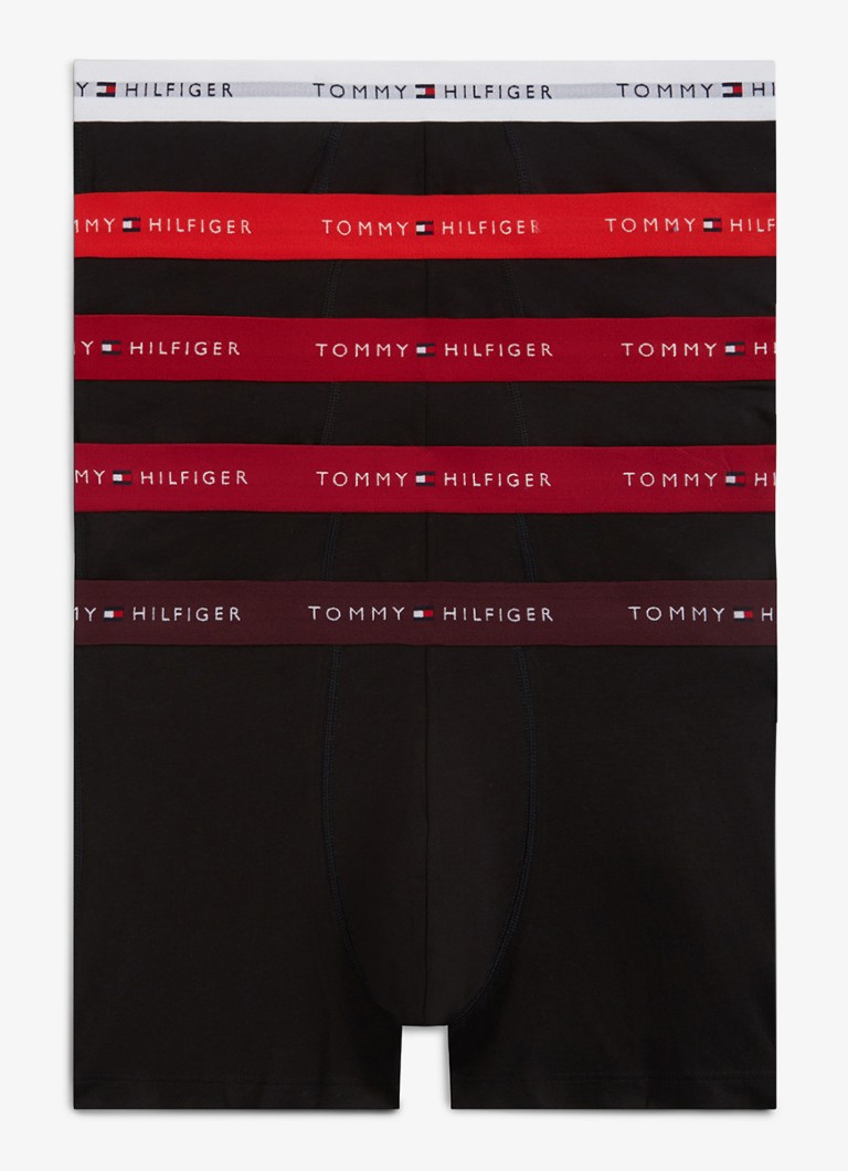 Tommy Hilfiger Heren Boxershorts met logoband in 5-pack in de kleur Rood
