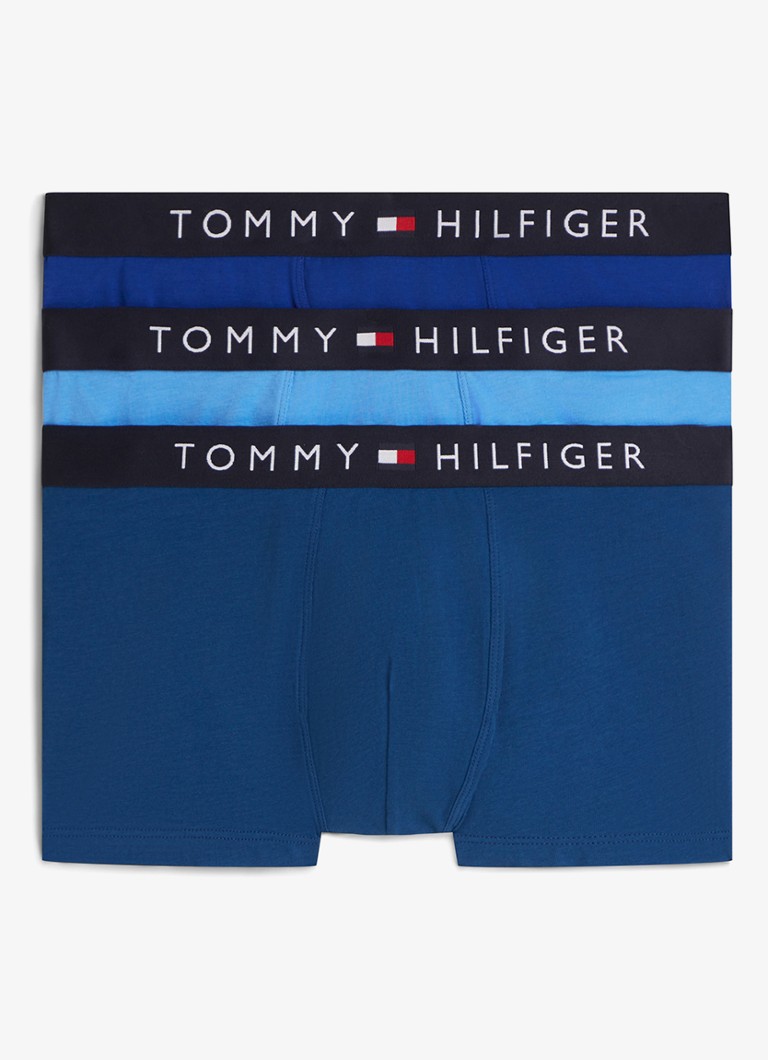 Tommy Hilfiger Heren Boxershorts met logoband in 3-pack in de kleur Blauw