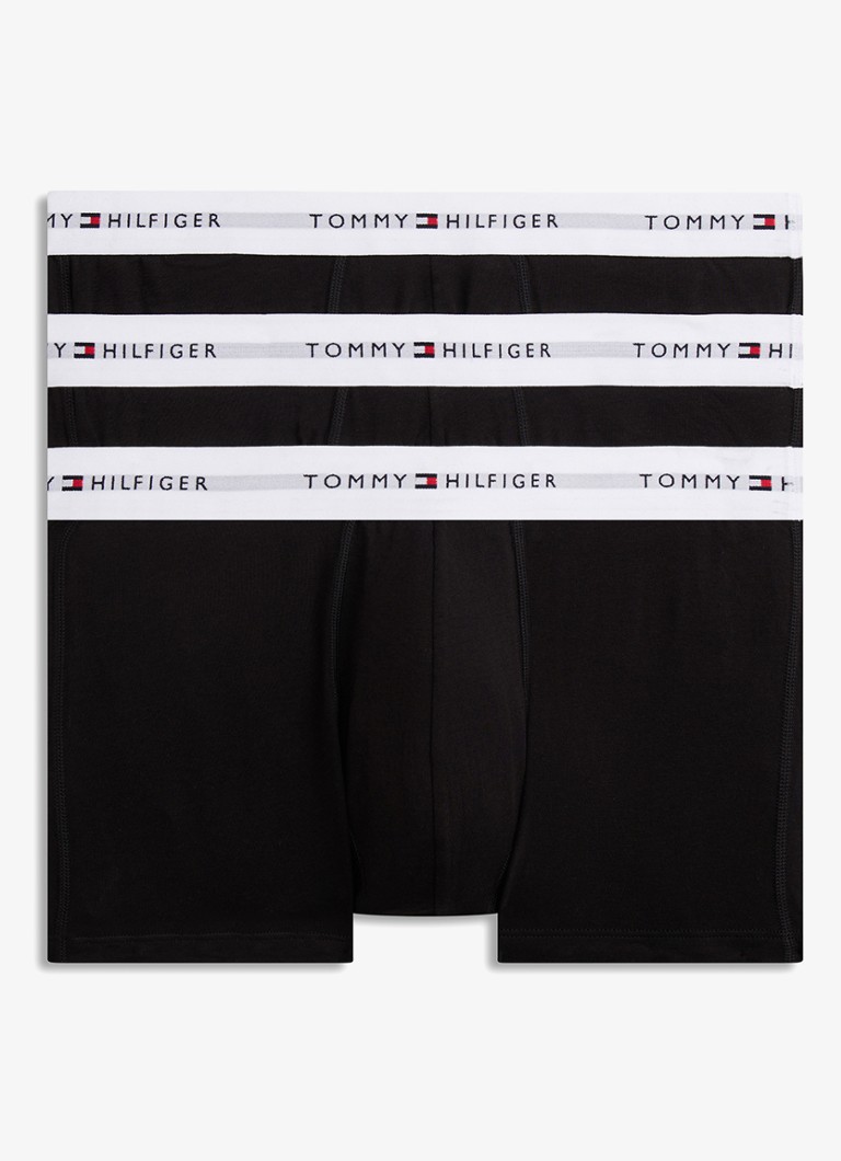 Tommy Hilfiger Heren Boxershorts met logoband in 3-pack in de kleur Zwart