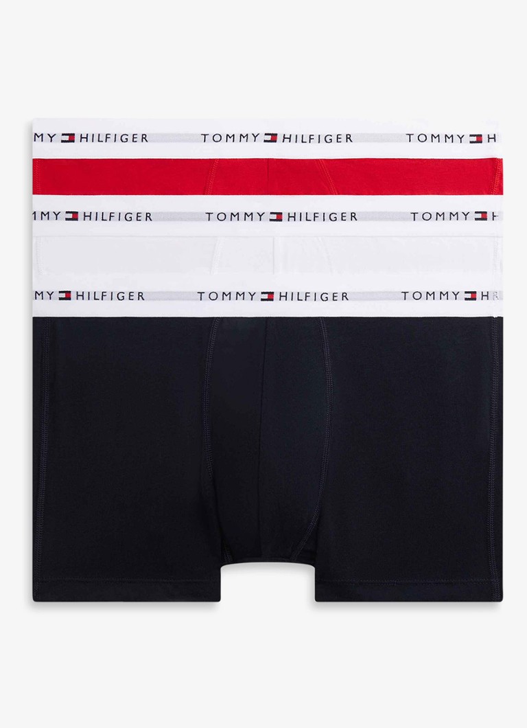 Tommy Hilfiger Heren Boxershorts met logoband in 3-pack in de kleur Rood