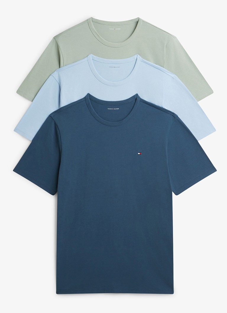 Tommy Hilfiger Heren T-shirt met logo in 3-pack in de kleur Zwart