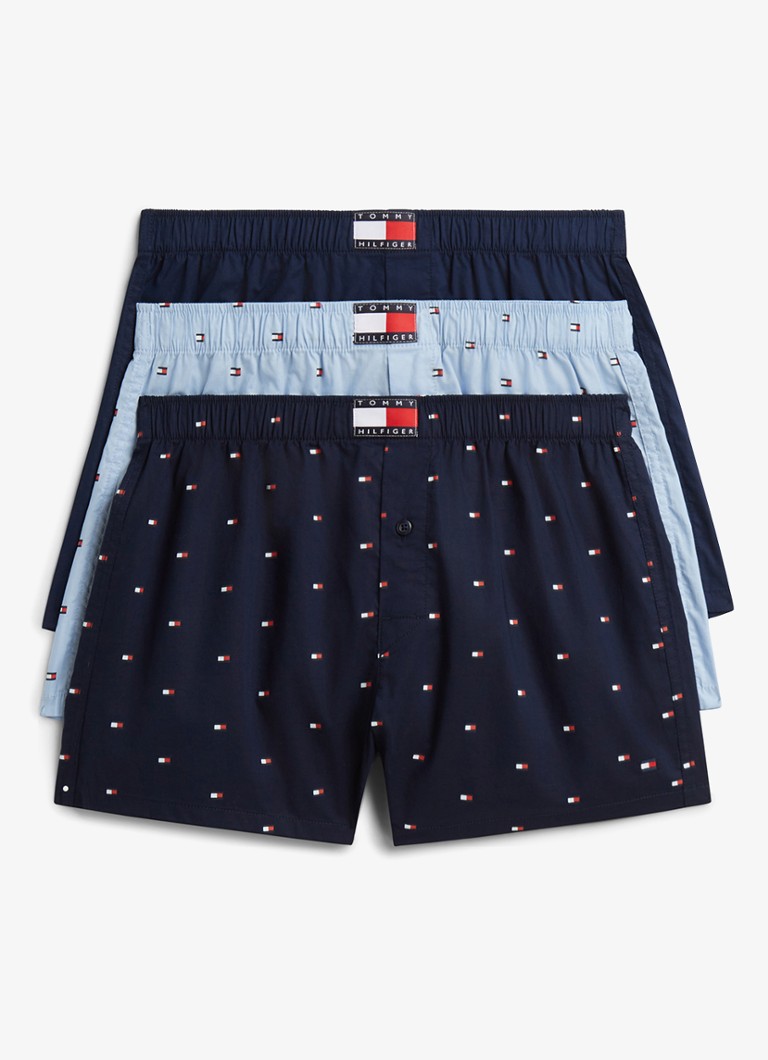 Tommy Hilfiger Heren Boxershorts met logoband in 3-pack in de kleur Blauw