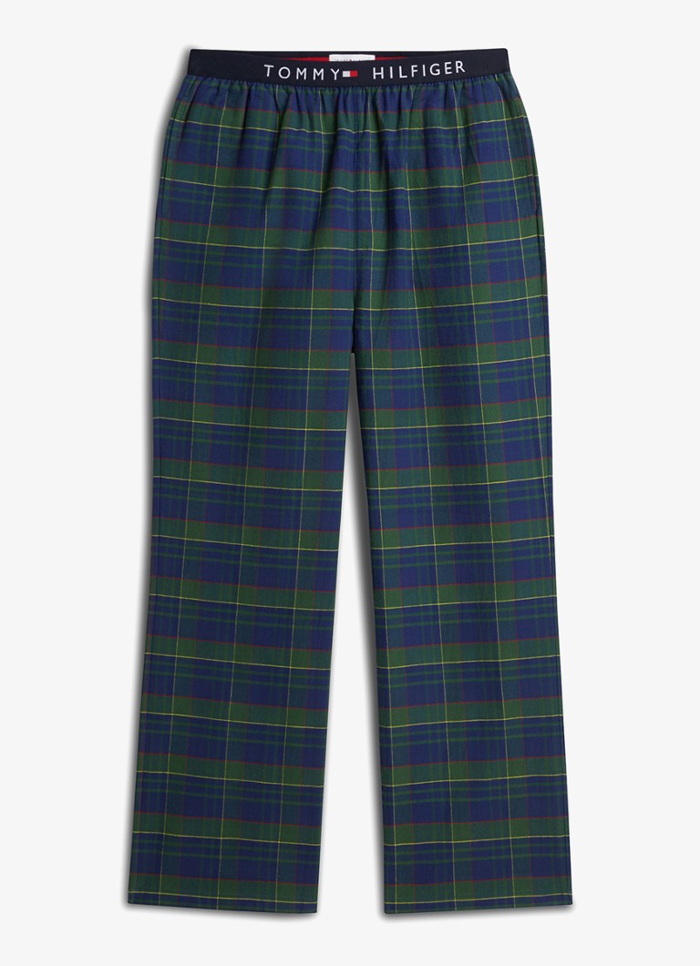 Tommy Hilfiger Heren Pyjamabroek met ruitdessin in de kleur Donkergroen